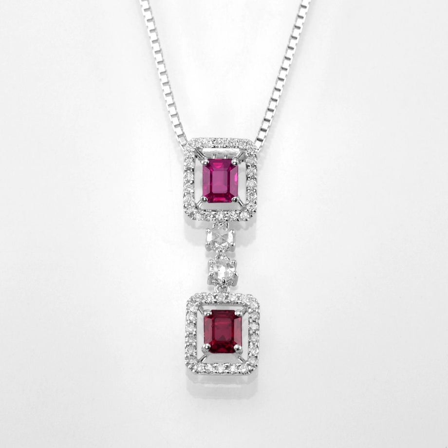 ミャンマー産非加熱ルビー1.15ctプラチナネックレスダイヤ0.35ct付(GRS宝石鑑別書付)
