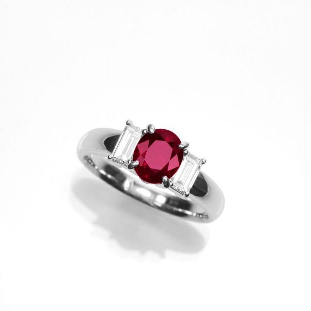 ルビー1.13ctプラチナリングダイヤ0.54ct付(中央宝石研究所鑑別書付)