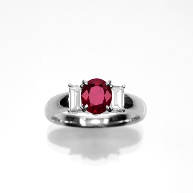 ルビー1.13ctプラチナリングダイヤ0.54ct付(中央宝石研究所鑑別書付)