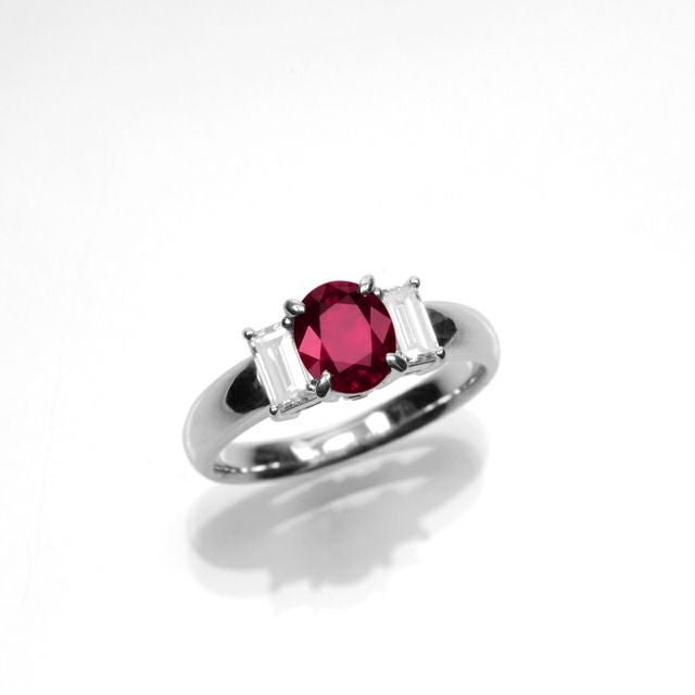 ルビー1.13ctプラチナリングダイヤ0.54ct付(中央宝石研究所鑑別書付)