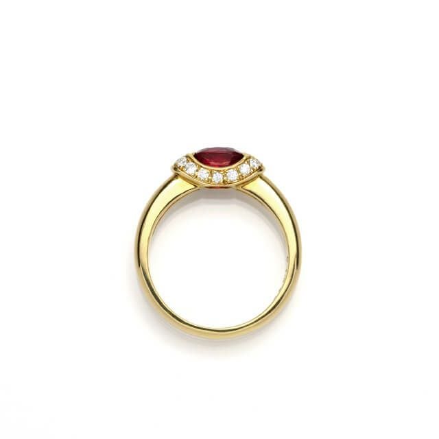 ルビー1.03ctK18ゴールドリングダイヤ0.19ct付(中央宝石研究所宝石鑑別書付)