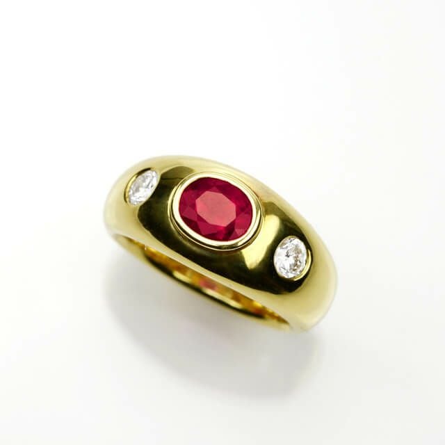 ルビー0.97ctK18ゴールドリングダイヤ0.41ct付(中央宝石研究所宝石鑑別書付)