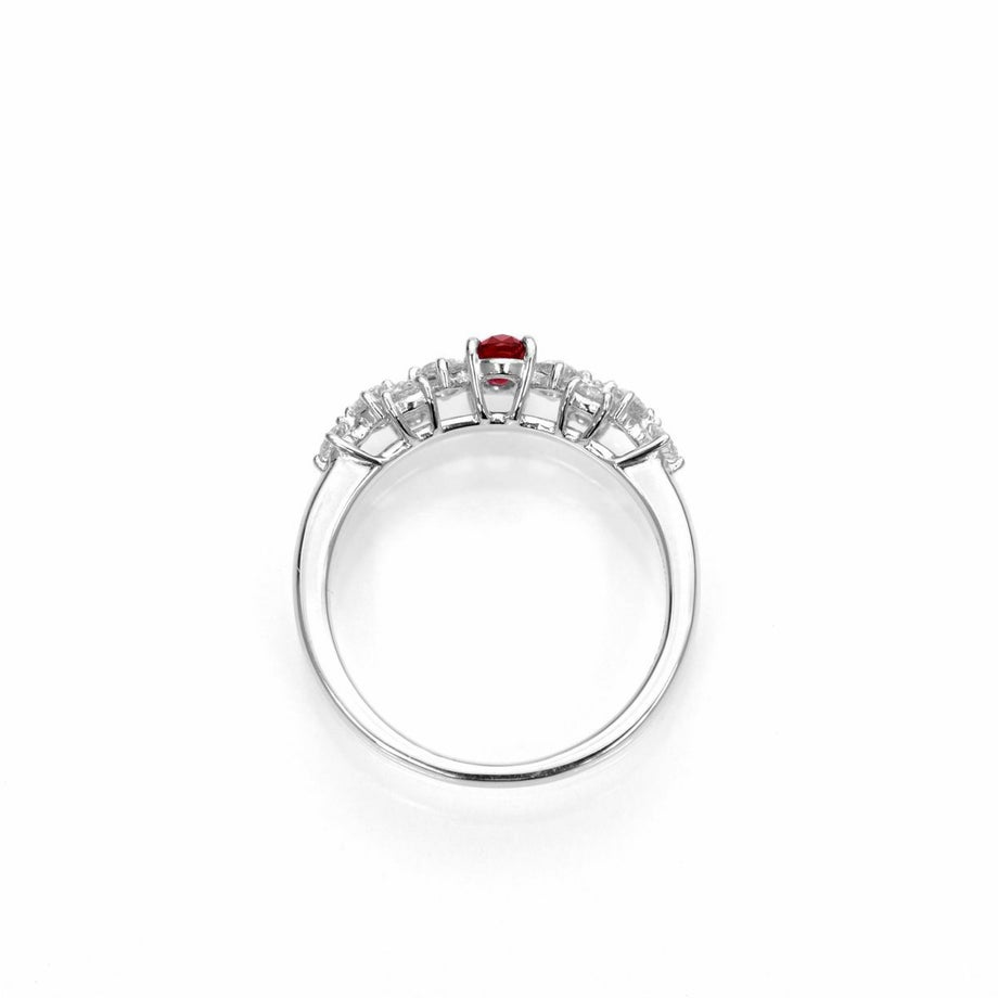 ミャンマー産非加熱ピジョンブラッドルビー0.35ctプラチナリングダイヤ0.46ct付(GRS宝石鑑別書付)