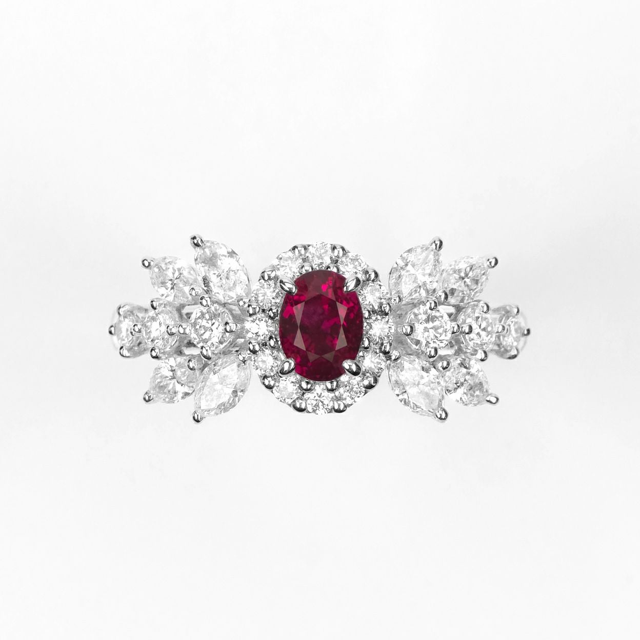 ミャンマー産非加熱ピジョンブラッドルビー0.55ctプラチナリングダイヤ0.83ct付(GRS宝石鑑別書付)