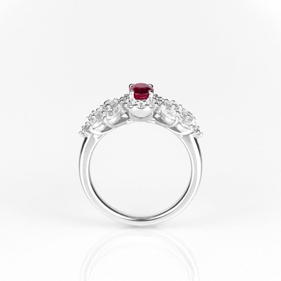 ミャンマー産非加熱ピジョンブラッドルビー0.55ctプラチナリングダイヤ0.83ct付(GRS宝石鑑別書付)