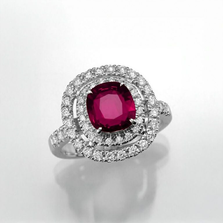 非加熱ピジョンブラッドルビー1.516ctプラチナリングダイヤ0.60ct付(GIA宝石鑑別書付)
