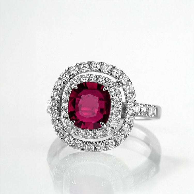 非加熱ピジョンブラッドルビー1.516ctプラチナリングダイヤ0.60ct付(GIA宝石鑑別書付)