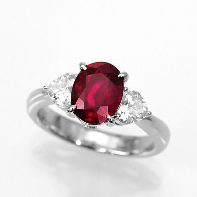 ルビー2.08ctプラチナリングダイヤ0.70ct付(中央宝石研究所宝石鑑別書付)