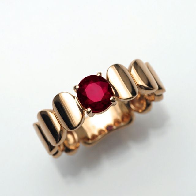 ミャンマー産非加熱ピジョンブラッドルビー0.95ctK18ピンクゴールドリング(GRS宝石鑑別書付)