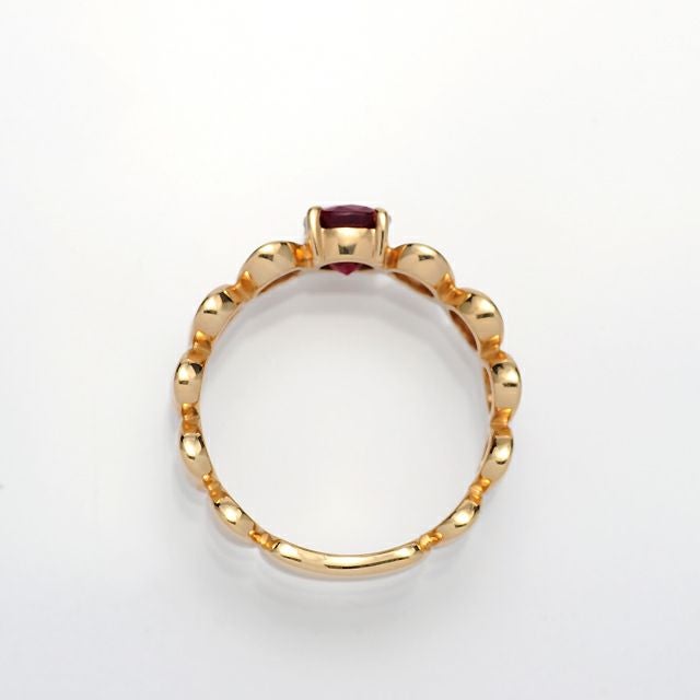 ミャンマー産非加熱ピジョンブラッドルビー0.95ctK18ピンクゴールドリング(GRS宝石鑑別書付)
