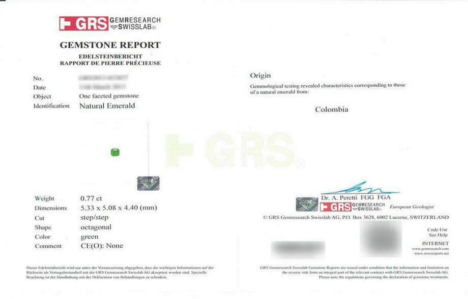 コロンビア産無処理エメラルド0.77ct(GRS宝石鑑別書付)