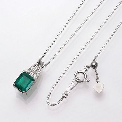 エメラルド1.46ctプラチナネックレスダイヤ0.10ct付(中央宝石研究所宝石鑑別書付)