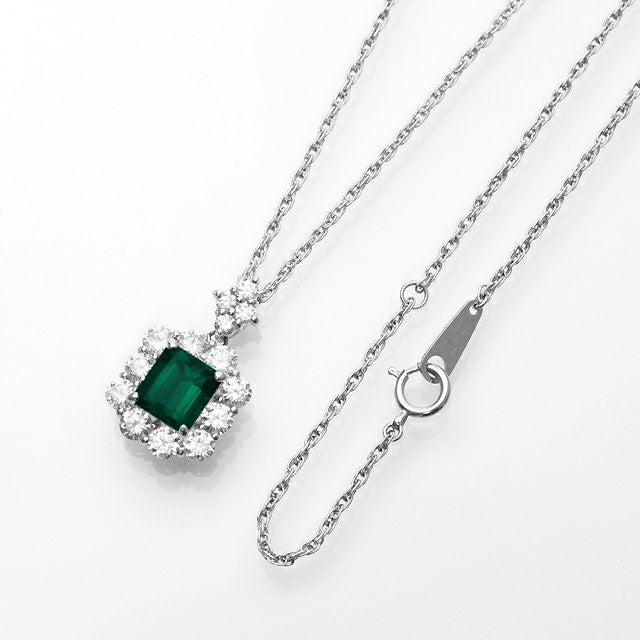 コロンビア産エメラルド1.60ctプラチナネックレスダイヤ1.45ct付(GIA宝石鑑別書付)