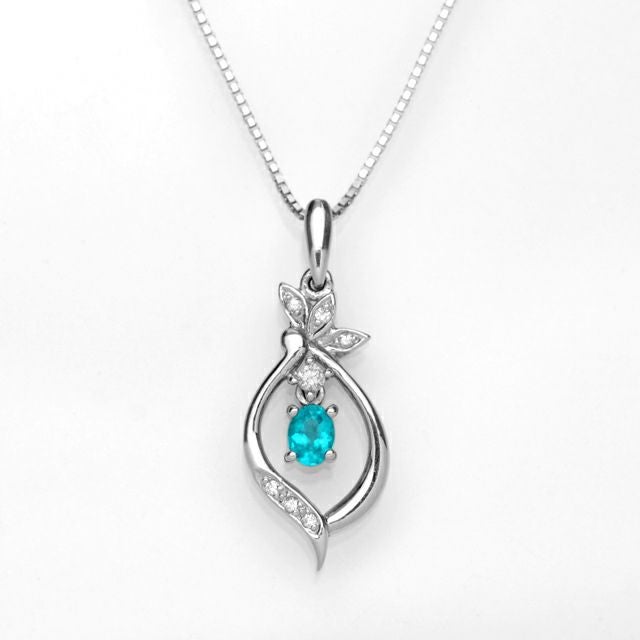 ブラジル産バターリャ鉱山パライバトルマリン0.17ctプラチナネックレスダイヤ0.06ct付(中央宝石研究所宝石鑑別書付)