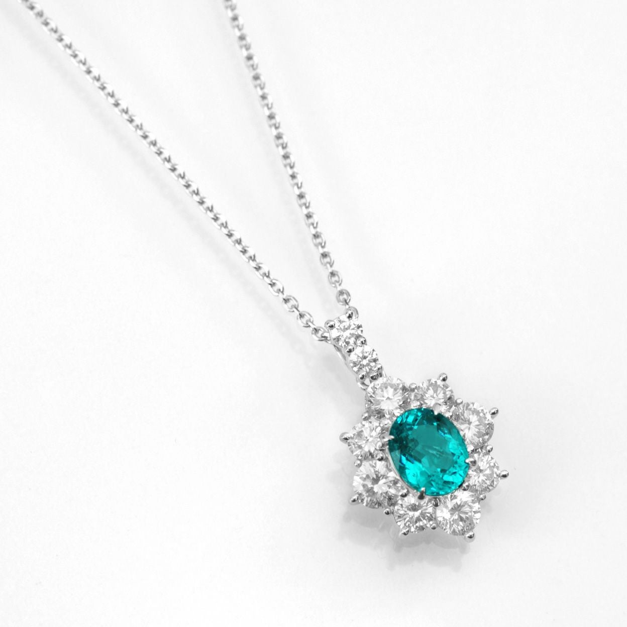 ブラジル産バターリャ鉱山パライバトルマリン1.27ct プラチナネックレスダイヤ1.84ct付(GIA宝石鑑別書付)