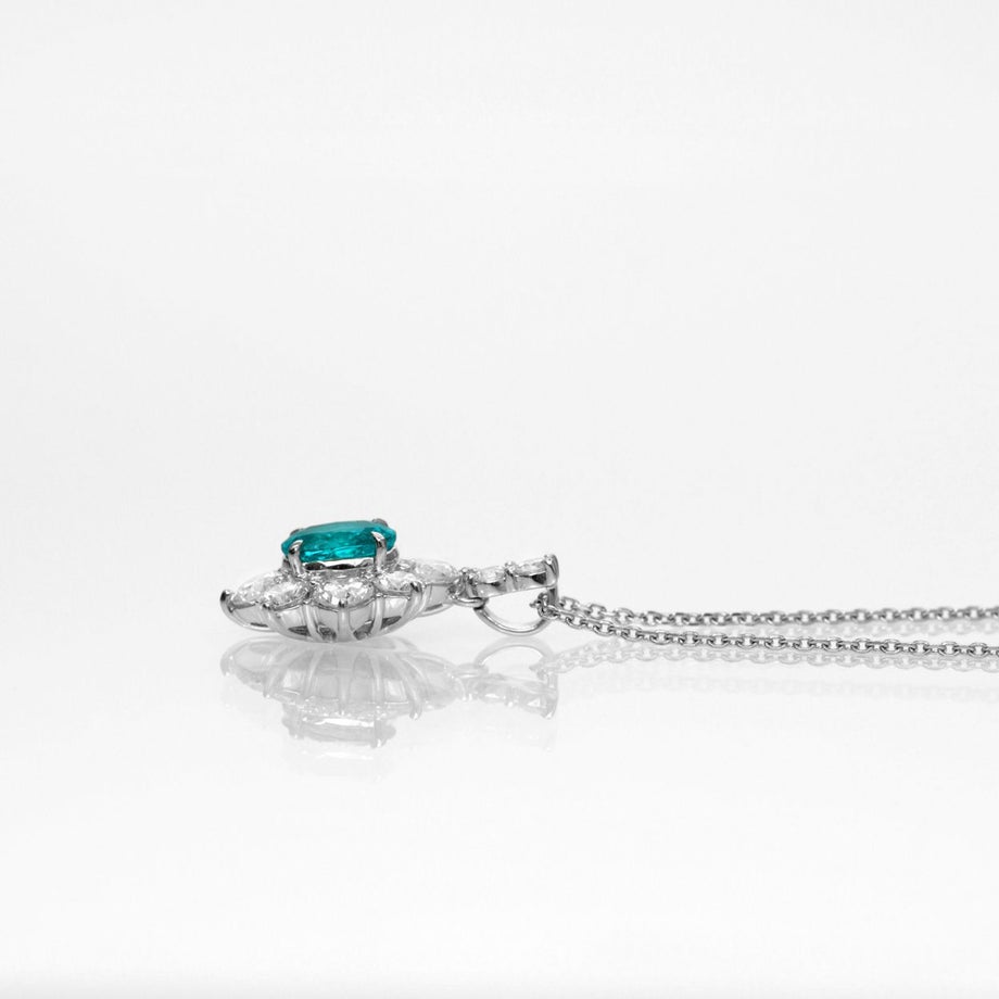 ブラジル産バターリャ鉱山パライバトルマリン1.27ct プラチナネックレスダイヤ1.84ct付(GIA宝石鑑別書付)