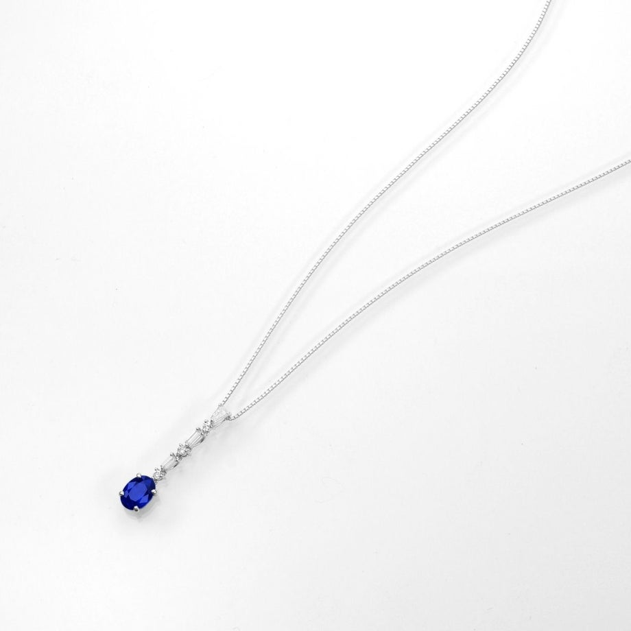 ブルーサファイア1.355ctプラチナネックレスダイヤ0.29ct付(中央宝石研究所宝石鑑別書付)