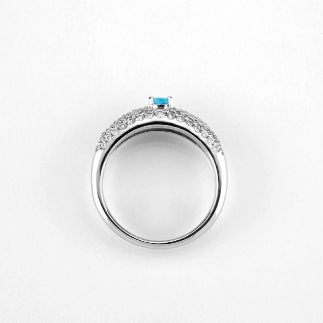 ブラジル産バターリャ鉱山パライバトルマリン0.217ctプラチナリングダイヤ0.71ct付(全国宝石学協会パライバ分析レポート付宝石鑑別書付)