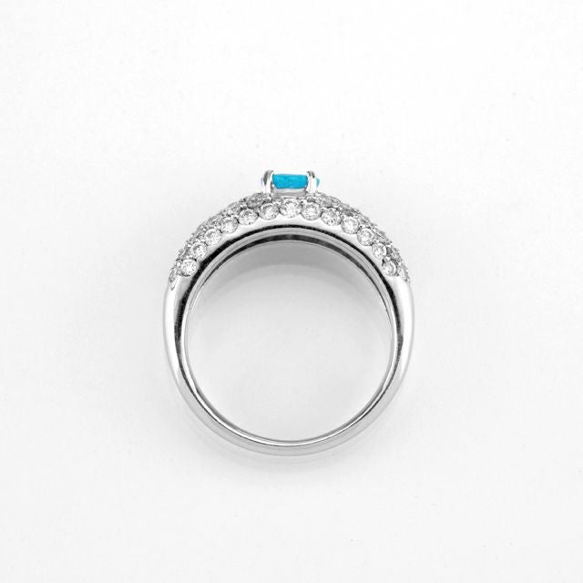 ブラジル産バターリャ鉱山パライバトルマリン0.35ctプラチナリングダイヤ1.06ct付(全国宝石学協会宝石鑑別書付)