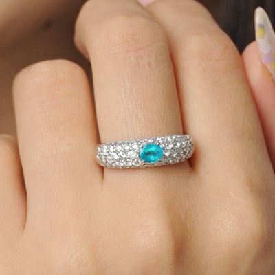 ブラジル産バターリャ鉱山パライバトルマリン0.35ctプラチナリングダイヤ1.06ct付(全国宝石学協会宝石鑑別書付)