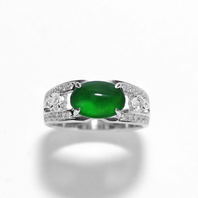 ひすい1.629ctプラチナリングダイヤ0.35ct付(中央宝石研究所宝石鑑別書付)