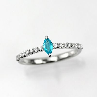 ブラジル産バターリャ鉱山パライバトルマリン0.12ct プラチナリングダイヤ0.149ct付(中央宝石研究所宝石鑑別書付)