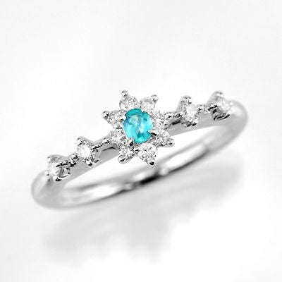 ブラジル産パライバトルマリン0.064ctプラチナリングダイヤ0.186ct付 (中央宝石研究所宝石鑑別書付)