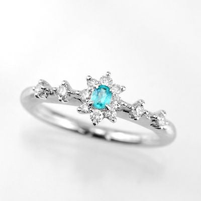 ブラジル産パライバトルマリン0.064ctプラチナリングダイヤ0.186ct付 (中央宝石研究所宝石鑑別書付)