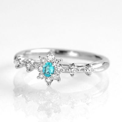 ブラジル産パライバトルマリン0.064ctプラチナリングダイヤ0.186ct付 (中央宝石研究所宝石鑑別書付)