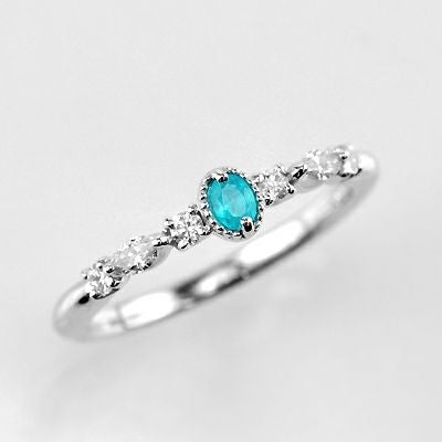 ブラジル産バターリャ鉱山パライバトルマリン0.06ctプラチナリングダイヤ0.165ct付 (中央宝石研究所宝石鑑別書付)