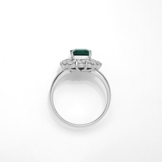 コロンビア産無処理エメラルド(ノンオイル)1.28ctプラチナリングダイヤ0.94ct付(GPS宝石鑑別書付)