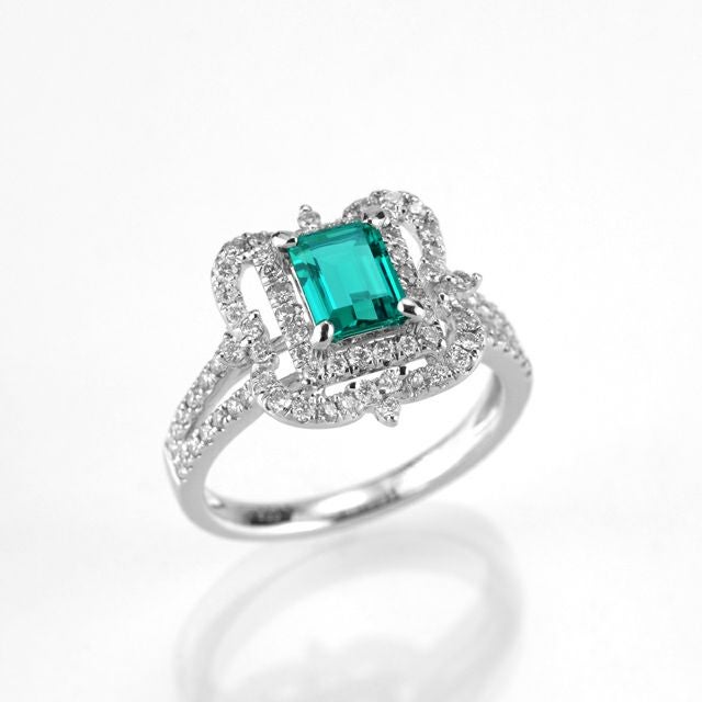 コロンビア産無処理エメラルド(ノンオイル)0.27ctプラチナリングダイヤ0.03ct付(GIA宝石鑑別書付)