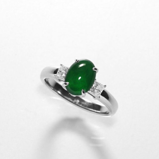 ひすい1.453ctプラチナリングダイヤ0.28ct付(中央宝石研究所宝石鑑別書付)