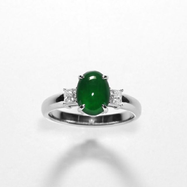 ひすい1.453ctプラチナリングダイヤ0.28ct付(中央宝石研究所宝石鑑別書付)