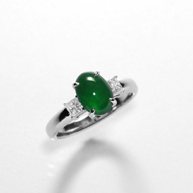 ひすい1.453ctプラチナリングダイヤ0.28ct付(中央宝石研究所宝石鑑別書付)