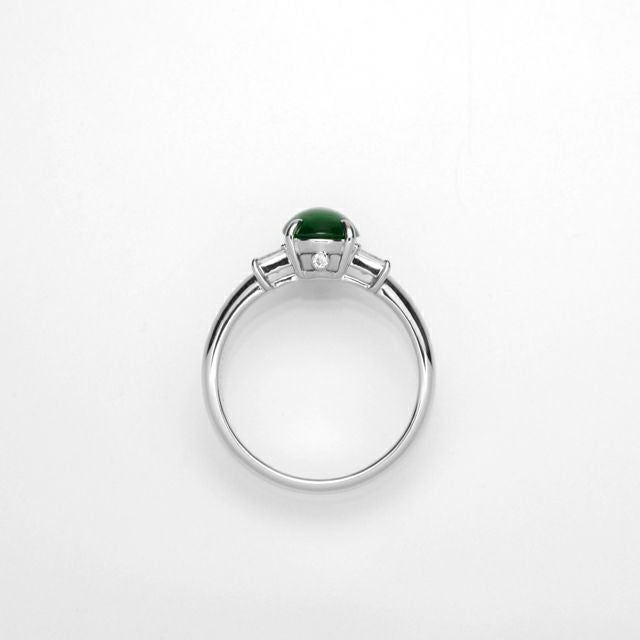 ひすい1.453ctプラチナリングダイヤ0.28ct付(中央宝石研究所宝石鑑別書付)