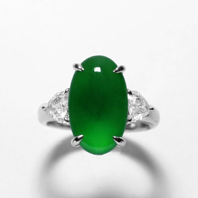 ひすい4.565ctプラチナリングダイヤ0.72ct付(中央宝石研究所宝石鑑別書付)