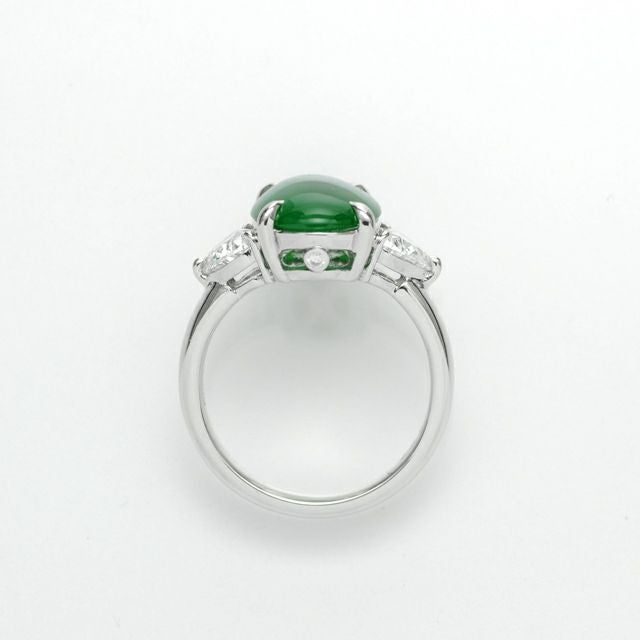 ひすい4.565ctプラチナリングダイヤ0.72ct付(中央宝石研究所宝石鑑別書付)