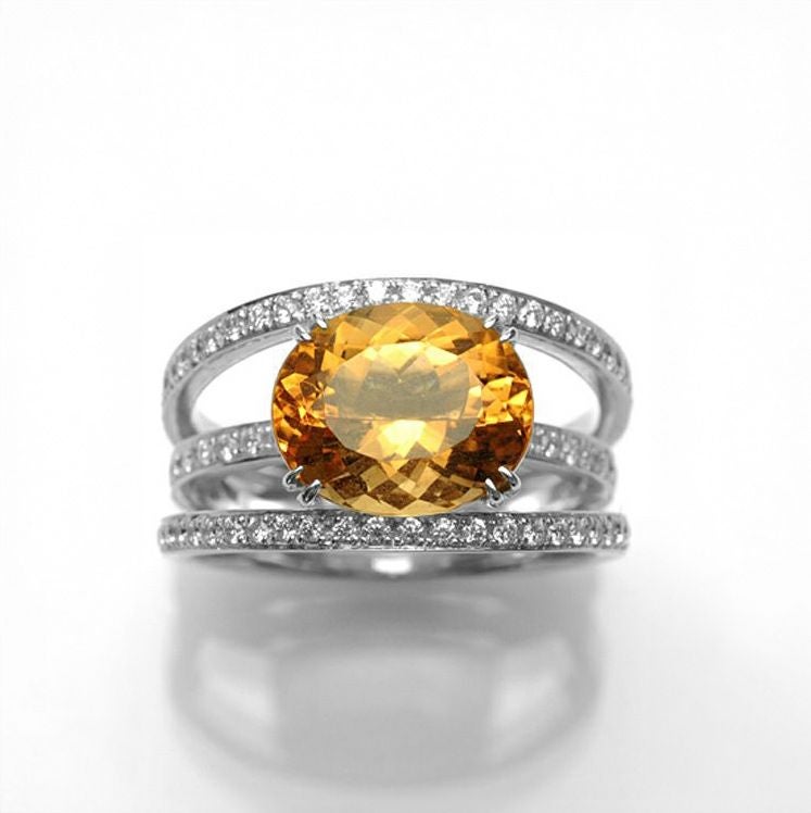 インペリアルトパーズ4.53ctホワイトゴールドリングダイヤ0.57ct付(中央宝石研究所宝石鑑別書付)