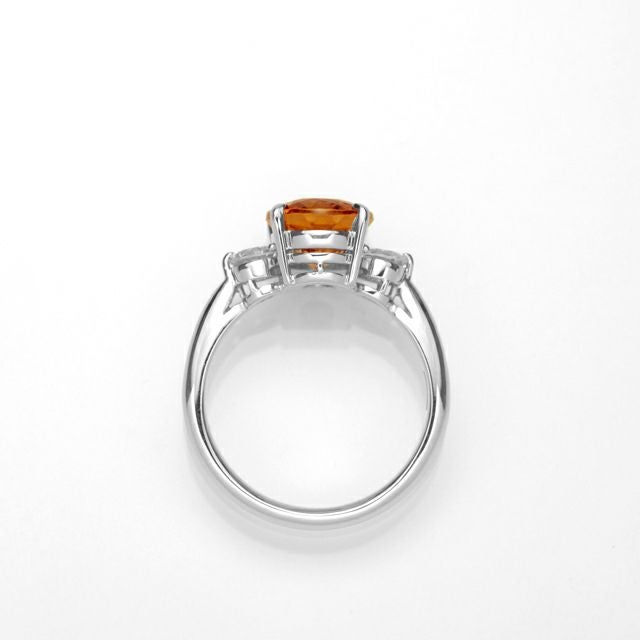 インペリアルトパーズ2.91ctプラチナリングダイヤ0.39ct付(中央宝石研究所宝石鑑別書付)