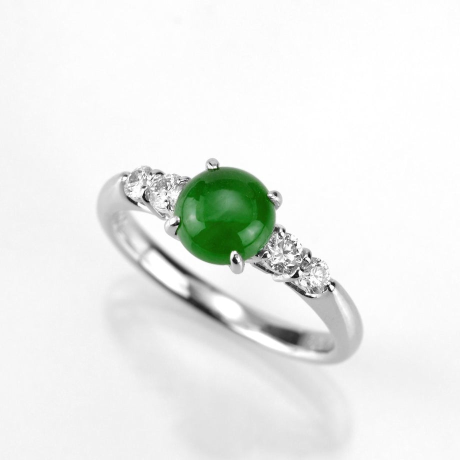 ひすい1.10ctプラチナリングダイヤ0.25ct付(中央宝石研究所宝石鑑別書付)