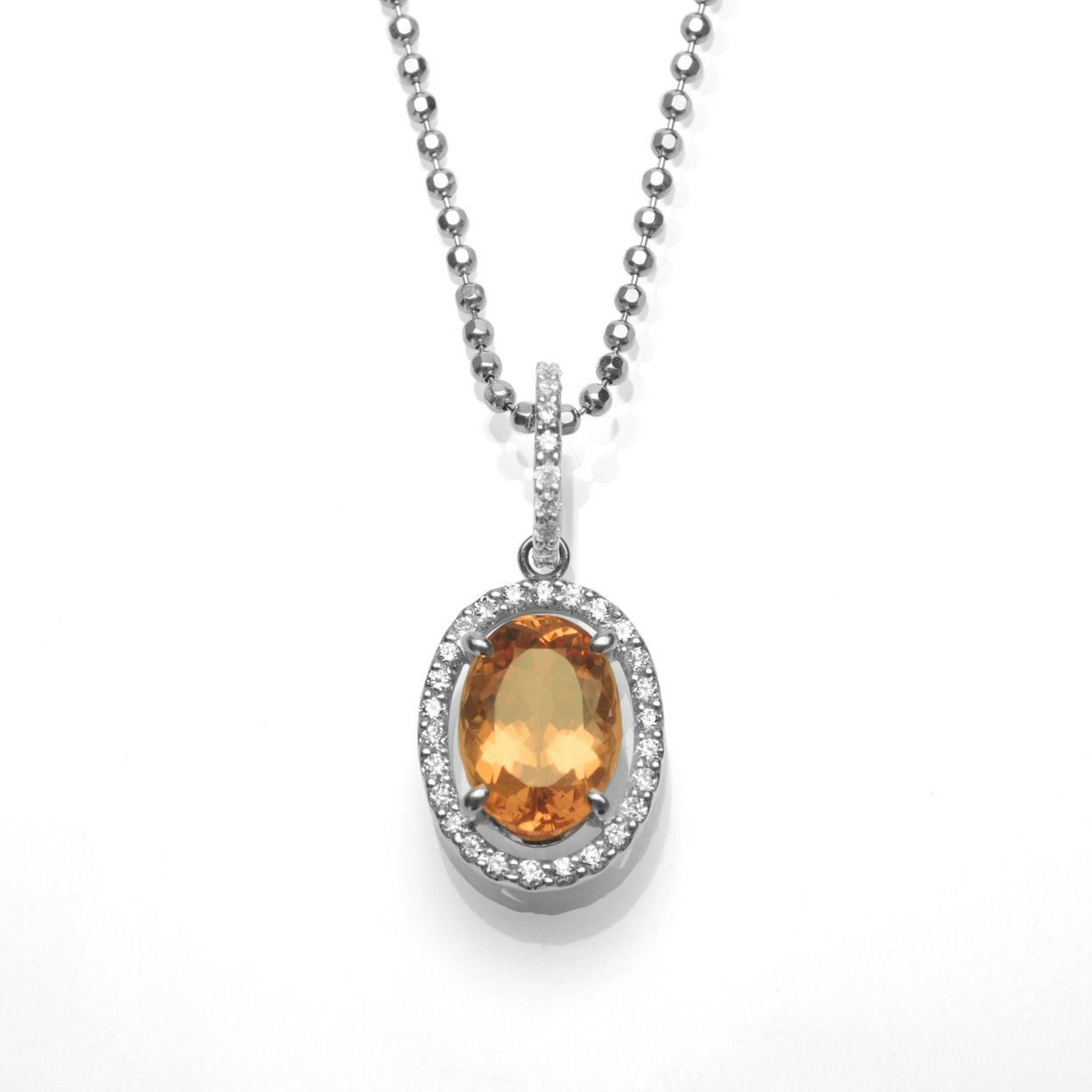 インペリアルトパーズ3.39ctホワイトゴールドネックレスダイヤ0.20ct付(中央宝石研究所宝石鑑別書付)