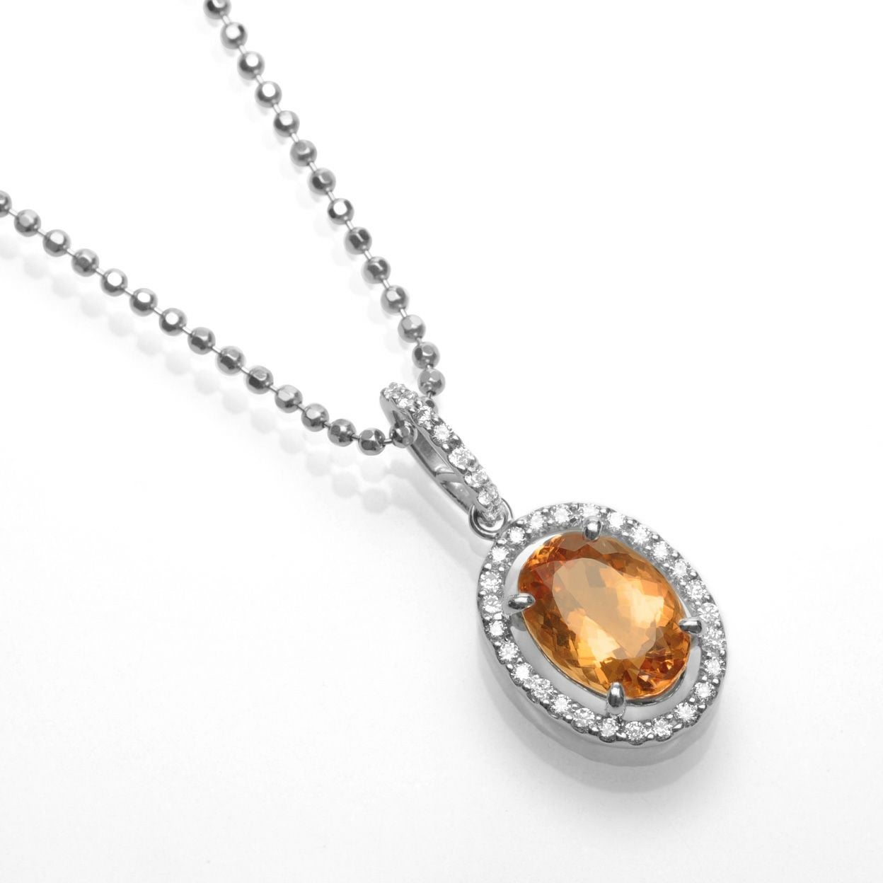 em6179 インペリアルトパーズ3.39ct K18WGネックレスダイヤ0.20ct付(中央宝石研究所宝石鑑別書付)