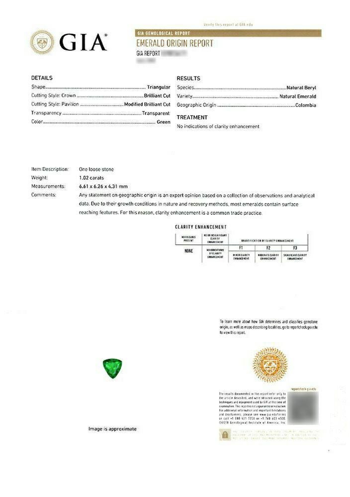 コロンビア産無処理エメラルド(ノンオイル)1.02ct(GIA宝石鑑別書付)