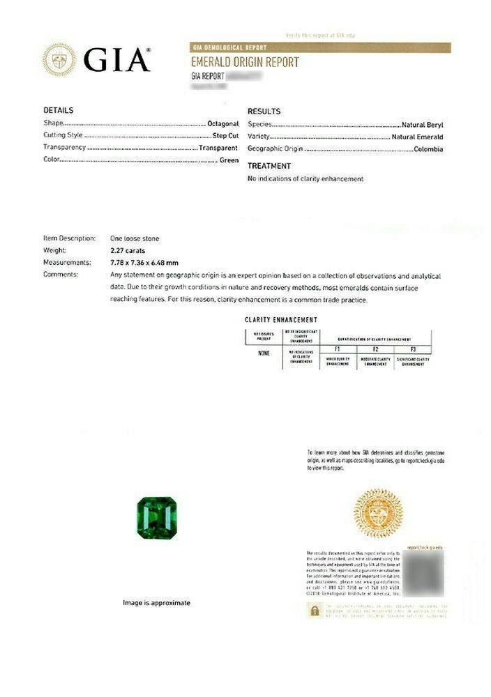 コロンビア産無処理エメラルド(ノンオイル)2.27ct(GIA宝石鑑別書付)