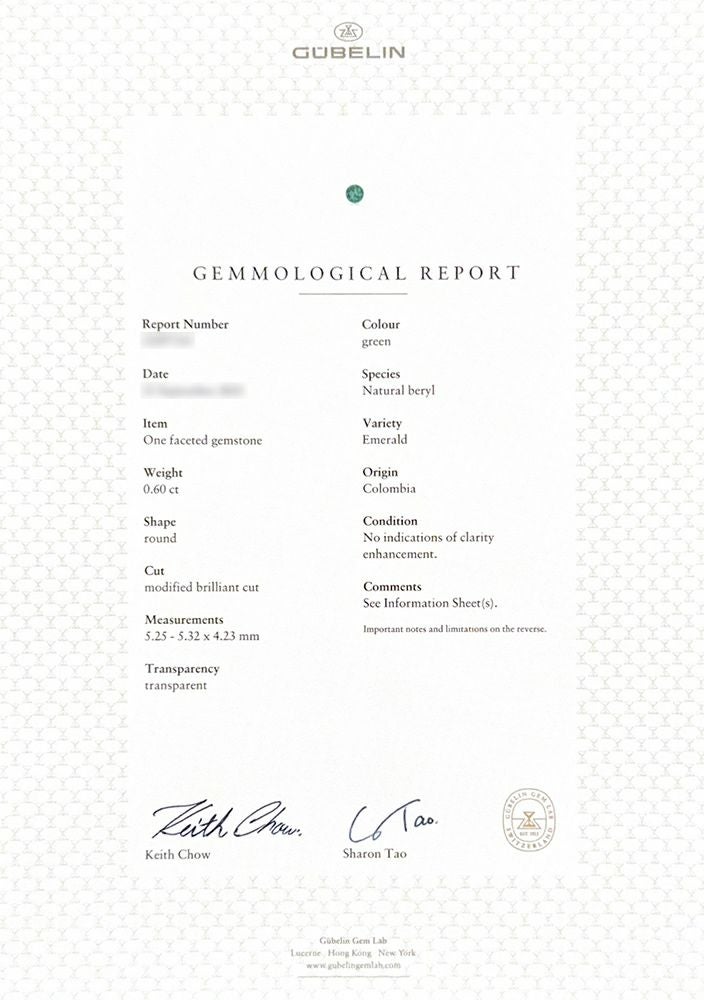 GUBELIN宝石鑑別書