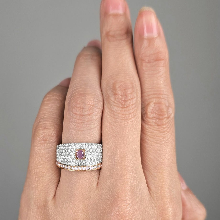ピンクダイヤモンド0.22ct0.24ctK18WGK18PGリング1.22ctダイヤ付(GIAダイヤモンド鑑定書付)