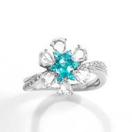 ブラジル産パライバトルマリン0.32ct0.06ctプラチナリングダイヤ1.30ct 
