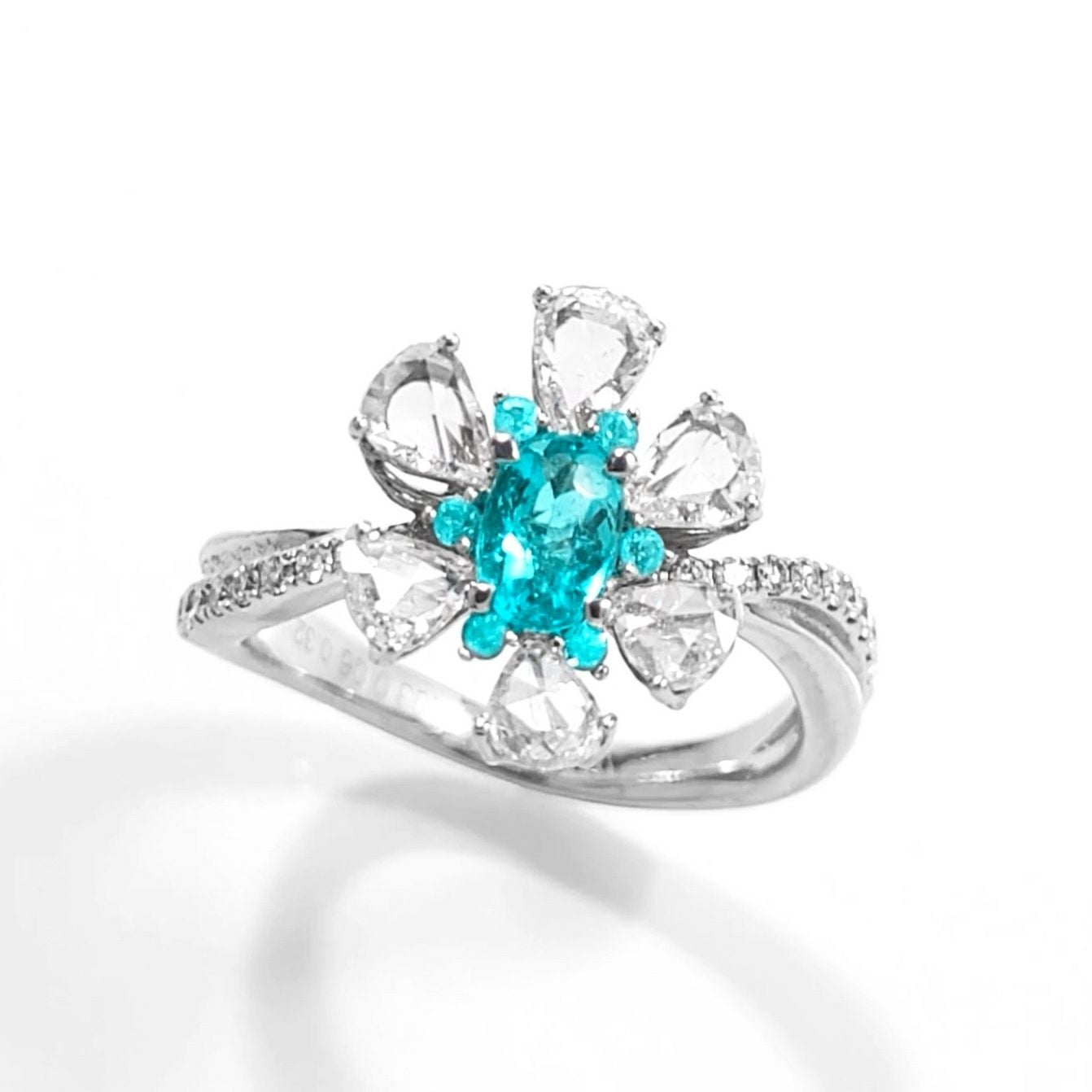 ブラジル産パライバトルマリン0.32ct0.06ctプラチナリングダイヤ1.30ct