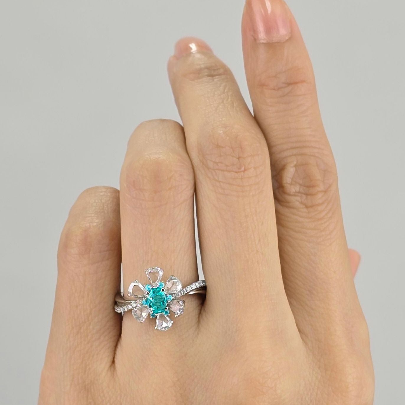 ブラジル産パライバトルマリン0.32ct0.06ctプラチリングダイヤ1.30ct付(GIA宝石鑑別書付)